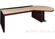 Письменный стол со стеклянной вставкой и фигурной правой приставкой 7016/С - Кабинет Eko / Эко