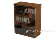 Шкаф для документов средний со стеклянными дверями ПФ969 - Мебель Профи