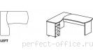 Угловое рабочее место с тумбой 3 ящика на панельном каркасе B 180