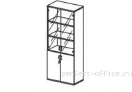 Шкаф 5 уровня с глухими и стеклянными дверьми Ш64Тз - Мебель Ergo / Эрго