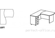 Угловое рабочее место с тумбой 3 ящика на панельном каркасе BR05 0206 - Мебель Berlin / Берлин