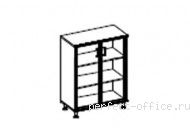 Шкаф 3 уровня широкий со стеклянными дверьми в алюминиевой раме 420-824 - Кабинет Борн / Born