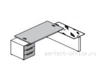 Стол письменный с приставкой SX и тумбой 117 1209 EB 02 36 - Кабинет Ego / Эго
